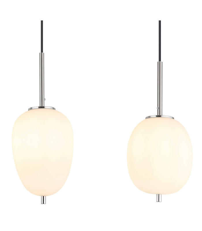 Blacky I Bar Pendant Ceiling Light Nickel Matt Opal Glass Shade 4x E14-4