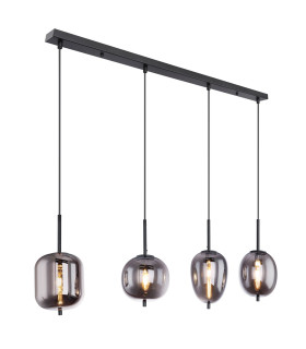Blacky Bar Pendant Ceiling Light Black Glass Shade 4x E14-1