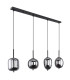 Blacky Bar Pendant Ceiling Light Black Glass Shade 4x E14-2