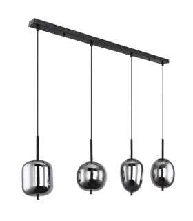 Blacky Bar Pendant Ceiling Light Black Glass Shade 4x E14-2
