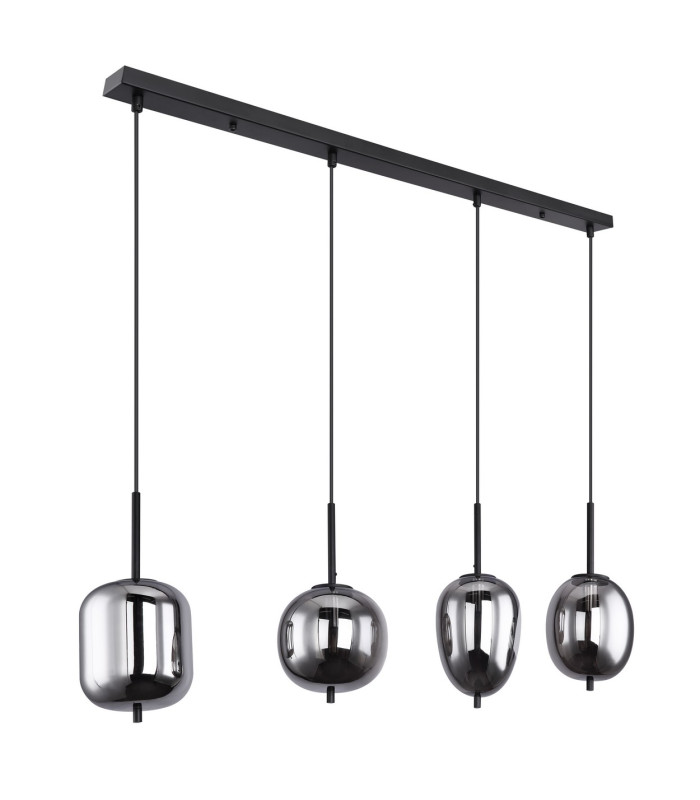 Blacky Bar Pendant Ceiling Light Black Glass Shade 4x E14-2