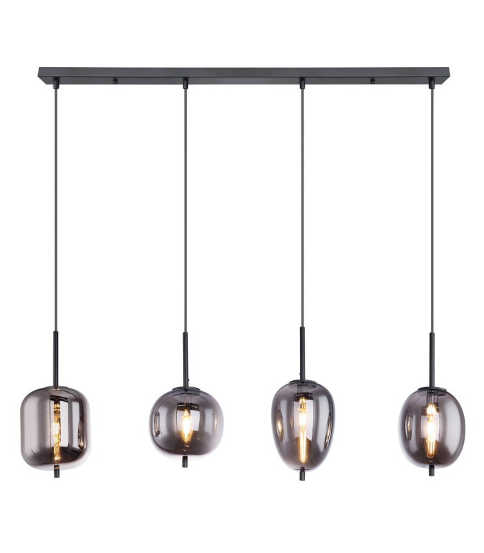 Blacky Bar Pendant Ceiling Light Black Glass Shade 4x E14-3
