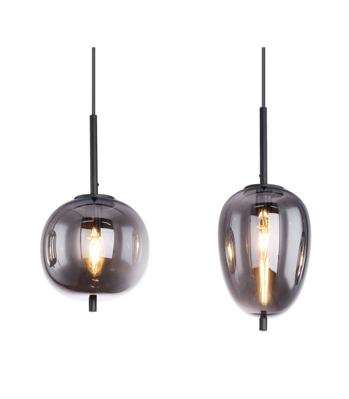 Blacky Bar Pendant Ceiling Light Black Glass Shade 4x E14-4
