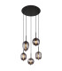 Blacky Cluster Pendant Ceiling Light Matt Black Smoke Glass Shade 5x E14-1