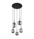 Blacky Cluster Pendant Ceiling Light Matt Black Smoke Glass Shade 5x E14-2