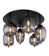 Blacky Globe Ceiling Light Matt Black Smoke Glass Shade 6x E14-1