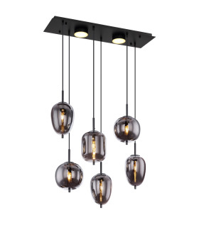 Blacky Cluster Pendant Ceiling Light Matt Black Smoke Glass Shade 6x E14-1