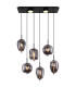 Blacky Cluster Pendant Ceiling Light Matt Black Smoke Glass Shade 6x E14-3