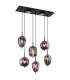 Blacky Cluster Pendant Ceiling Light Matt Black Smoke Glass Shade 6x E14-5
