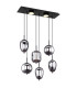 Blacky Cluster Pendant Ceiling Light Matt Black Smoke Glass Shade 6x E14-6