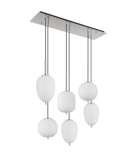 Blacky I Cluster Pendant Ceiling Light Nickel Matt Opal Glass Shade 6x E14-2