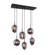 Blacky Cluster Pendant Ceiling Light Black Smoke Glass Shade 6x E14-1