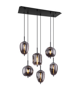 Blacky Cluster Pendant Ceiling Light Black Smoke Glass Shade 6x E14-1