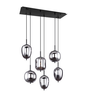 Blacky Cluster Pendant Ceiling Light Black Smoke Glass Shade 6x E14-2