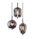 Blacky Cluster Pendant Ceiling Light Black Smoke Glass Shade 6x E14-4