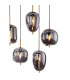 Blacky I Cluster Pendant Ceiling Light Brass-Coloured Glass Shade 8x E14-4