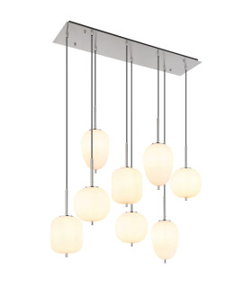 Blacky I Cluster Pendant Ceiling Light Nickel Matt Opal Glass Shade 8x E14-1