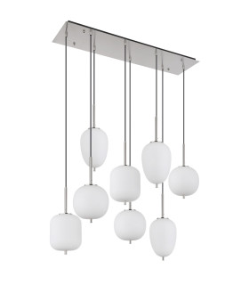 Blacky I Cluster Pendant Ceiling Light Nickel Matt Opal Glass Shade 8x E14-2