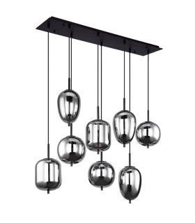 Blacky Cluster Pendant Ceiling Light Black Glass Shade 8x E14-2