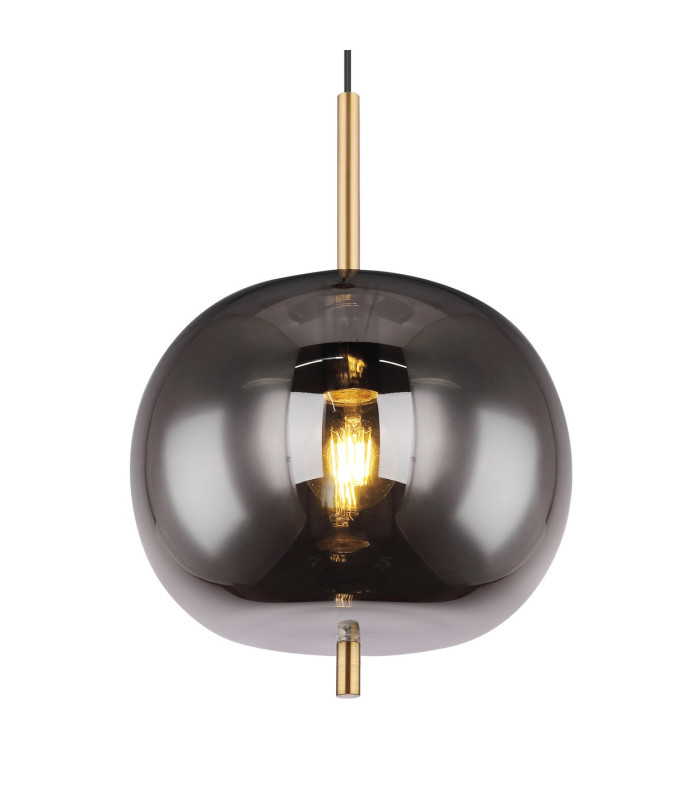 Blacky I Globe Pendant Ceiling Light Brass-Coloured Glass Shade 1x E27-3