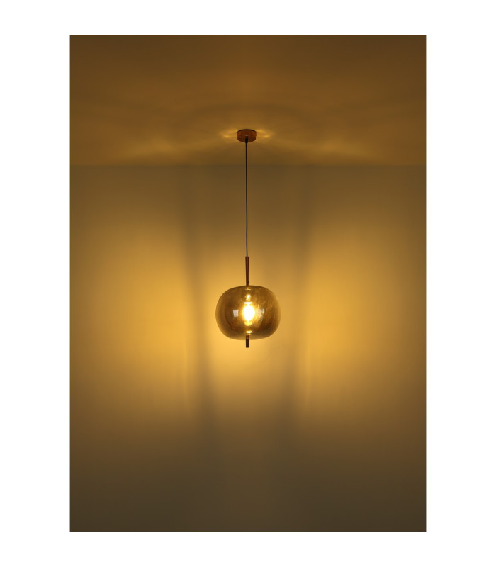 Blacky I Globe Pendant Ceiling Light Brass-Coloured Glass Shade 1x E27-4