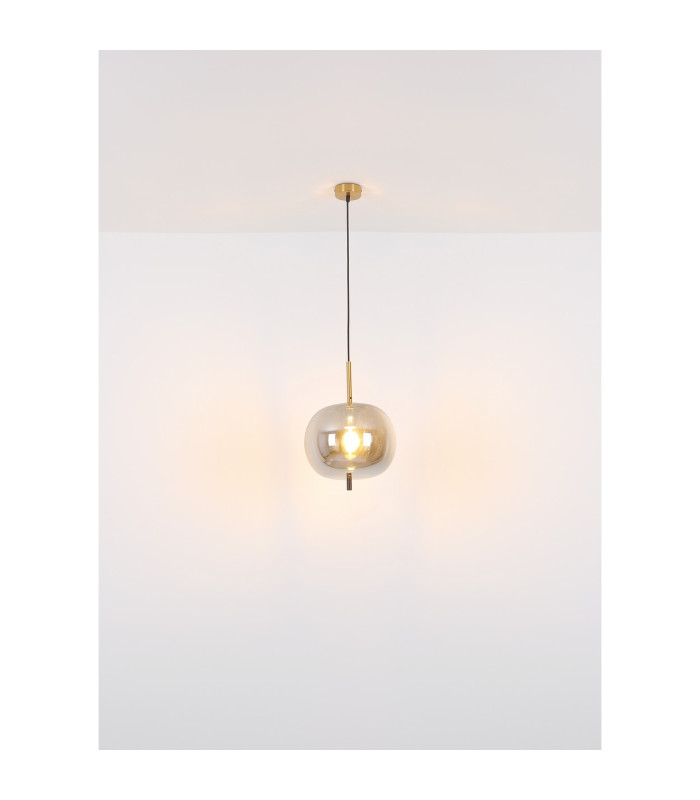 Blacky I Globe Pendant Ceiling Light Brass-Coloured Glass Shade 1x E27-5