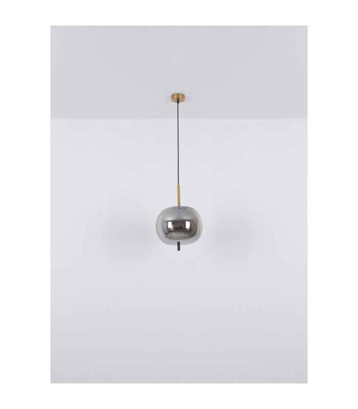 Blacky I Globe Pendant Ceiling Light Brass-Coloured Glass Shade 1x E27-6