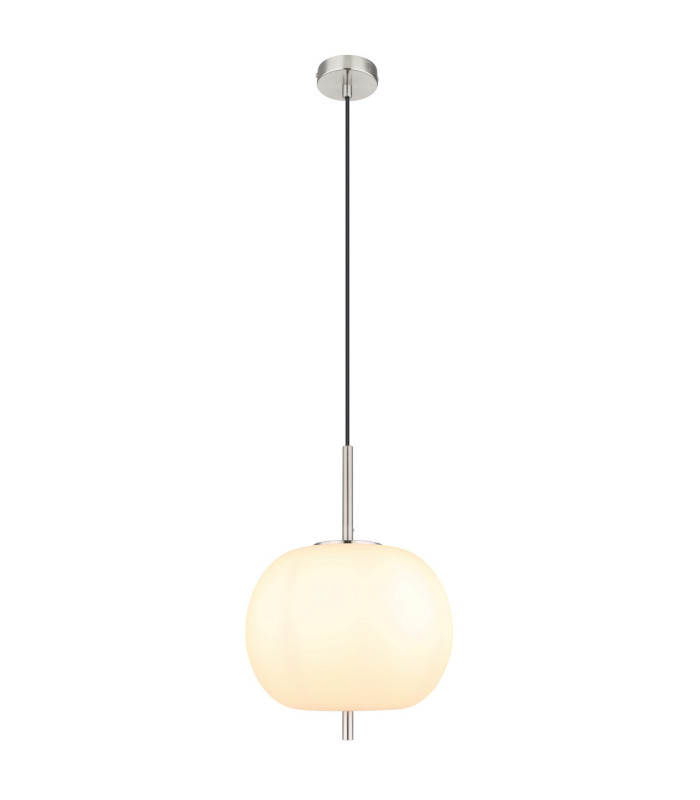Blacky I Globe Pendant Ceiling Light Nickel Matt Opal Glass Shade 1x E27-1