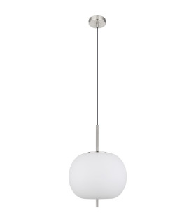 Blacky I Globe Pendant Ceiling Light Nickel Matt Opal Glass Shade 1x E27-2