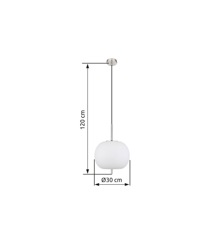 Blacky I Globe Pendant Ceiling Light Nickel Matt Opal Glass Shade 1x E27-6