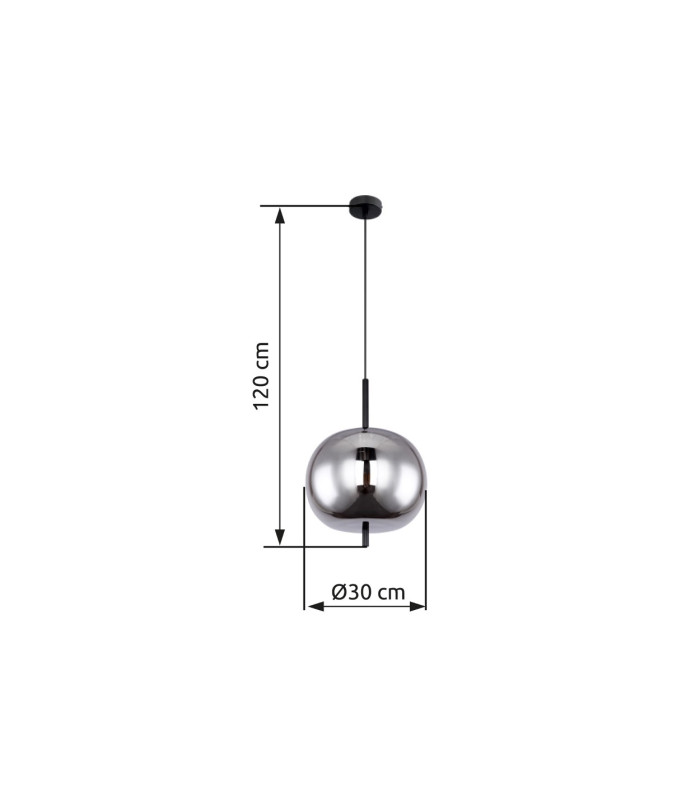 Blacky Globe Pendant Ceiling Light Black Glass Shade 1x E27-4