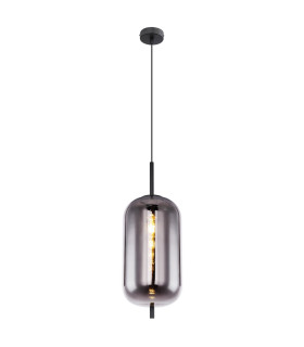 Blacky Slim Pendant Ceiling Light Black Glass Shade 1x E27-1