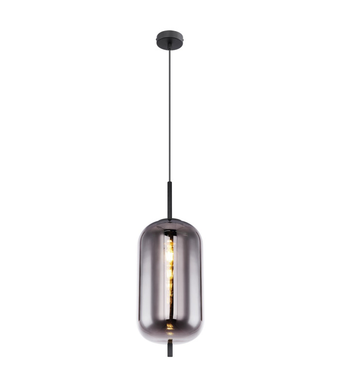 Blacky Slim Pendant Ceiling Light Black Glass Shade 1x E27-1