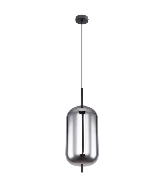 Blacky Slim Pendant Ceiling Light Black Glass Shade 1x E27-2