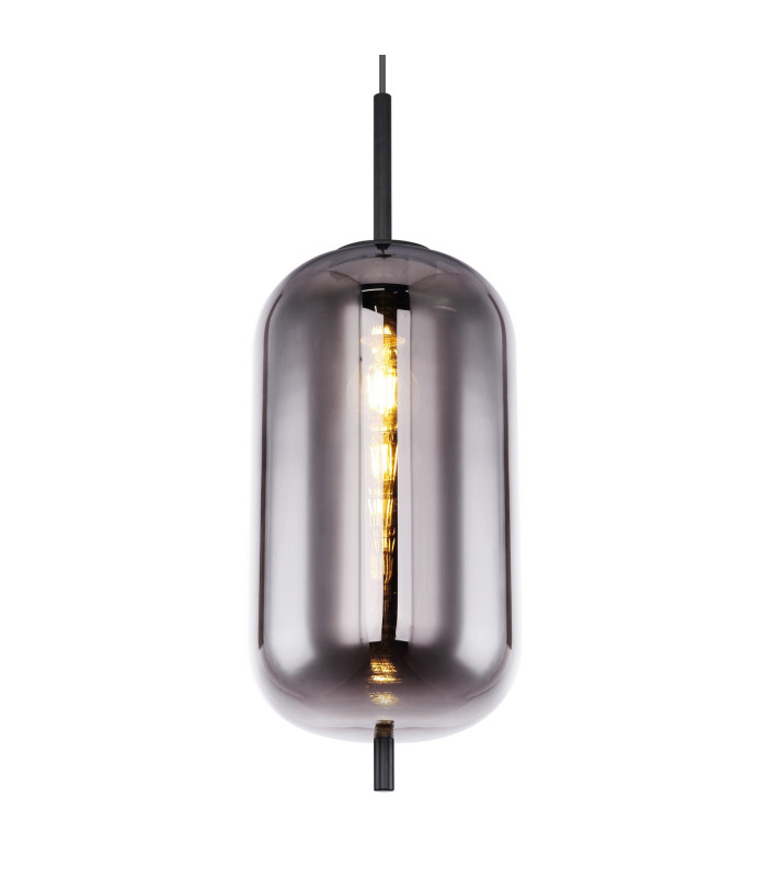 Blacky Slim Pendant Ceiling Light Black Glass Shade 1x E27-3