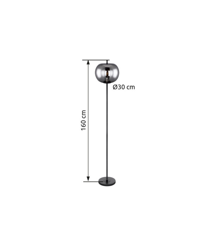 Blacky Glass Floor Lamp Black Glass Shade 1x E27-6