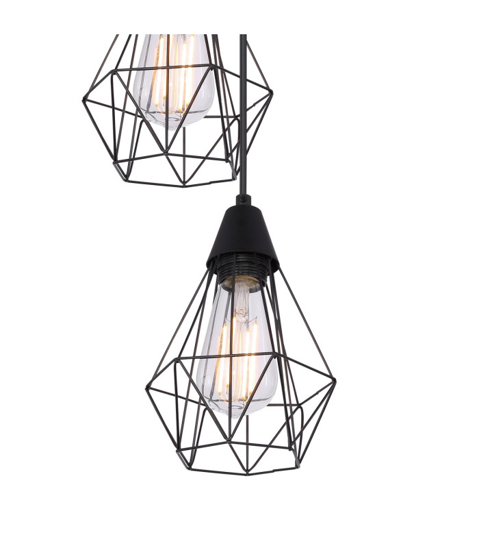 Isabella Cluster Pendant Ceiling Light Matt Black 3x E27-3