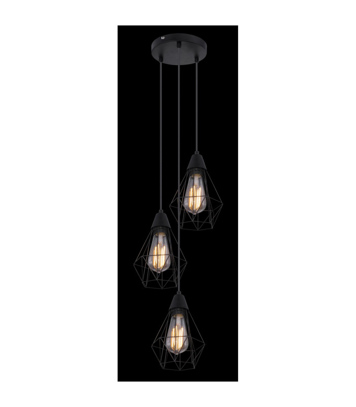 Isabella Cluster Pendant Ceiling Light Matt Black 3x E27-4