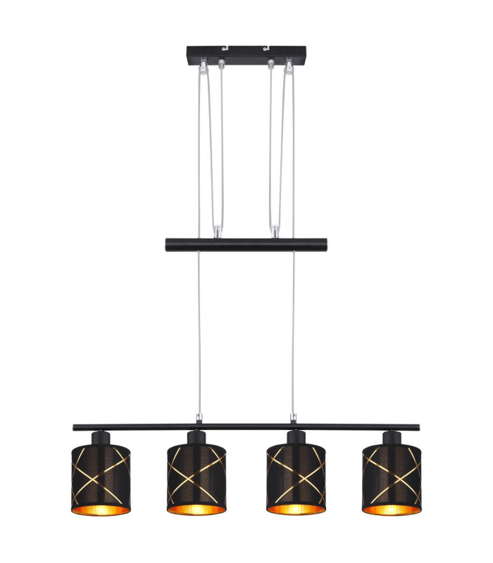 Bemmo Bar Pendant Ceiling Light Matt Black 4x E27-3