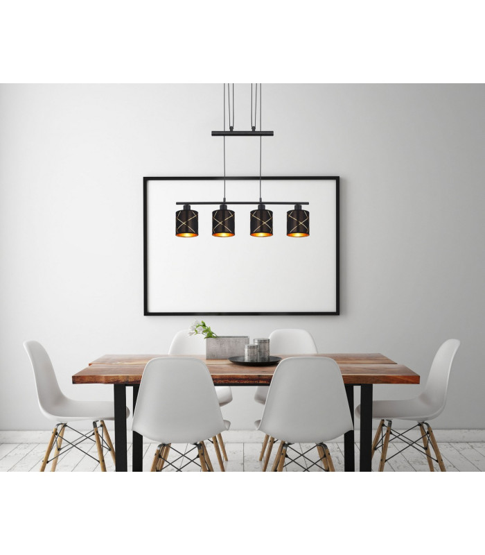 Bemmo Bar Pendant Ceiling Light Matt Black 4x E27-5
