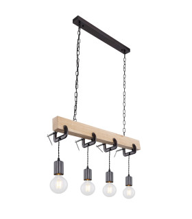 Ludi Bar Pendant Ceiling Light Black 4x E27-1