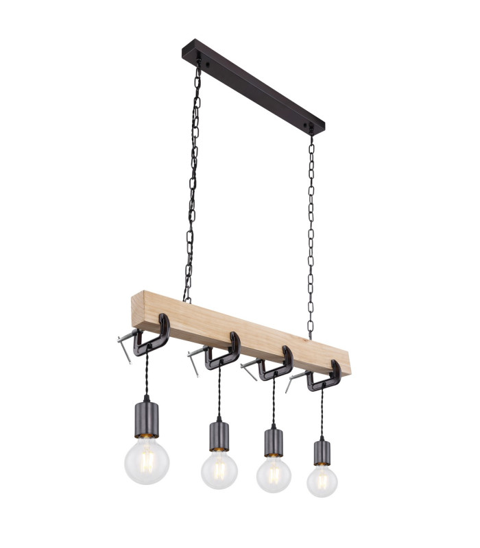 Ludi Bar Pendant Ceiling Light Black 4x E27-1