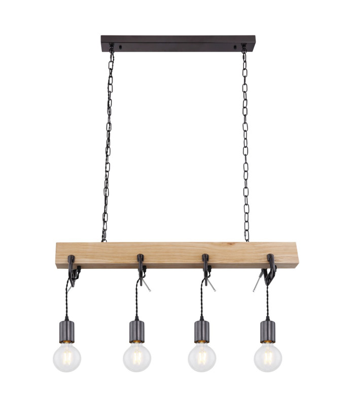 Ludi Bar Pendant Ceiling Light Black 4x E27-3