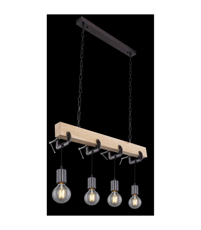Ludi Bar Pendant Ceiling Light Black 4x E27-5