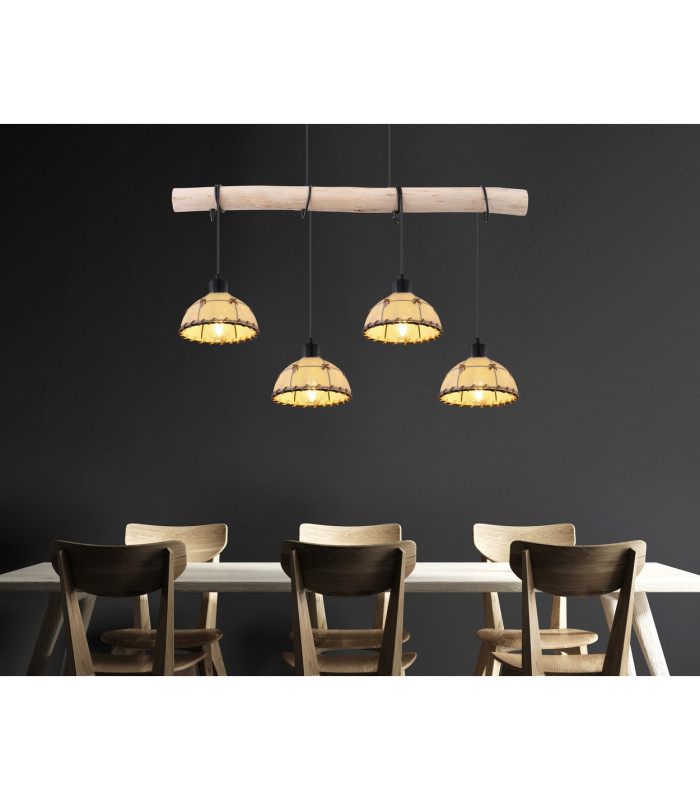 Rex Bar Pendant Ceiling Light Matt Black 4x E27-5