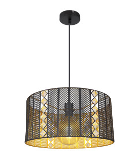 Abini 42cm Cylindrical Pendant Ceiling Light Matt Black 1x E27-1