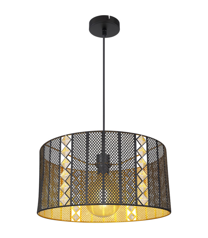 Abini 42cm Cylindrical Pendant Ceiling Light Matt Black 1x E27-1