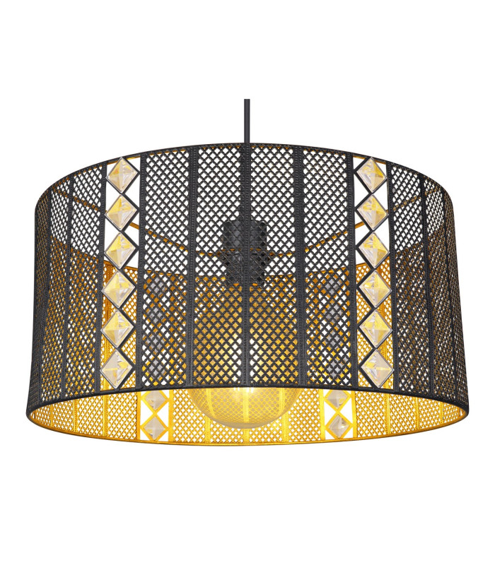Abini 42cm Cylindrical Pendant Ceiling Light Matt Black 1x E27-3