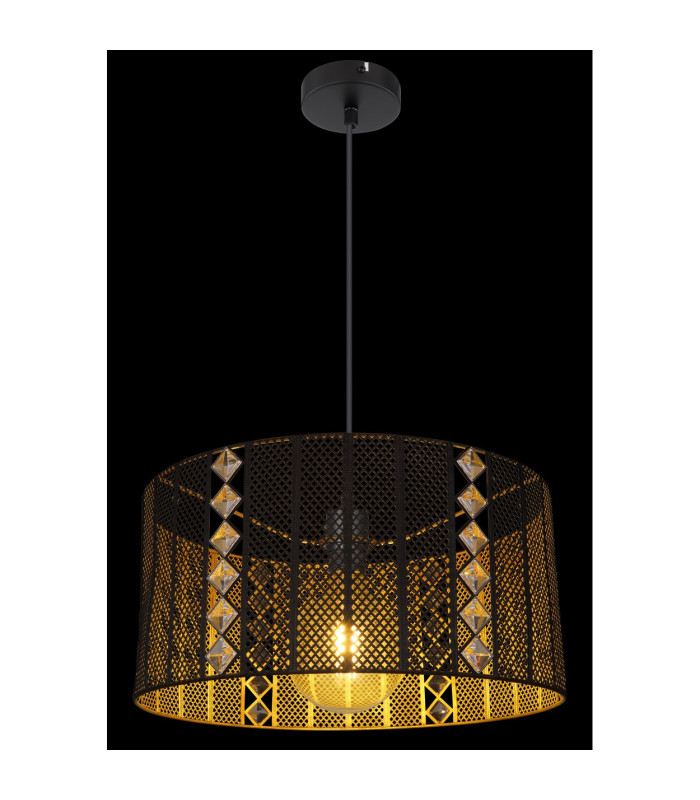 Abini 42cm Cylindrical Pendant Ceiling Light Matt Black 1x E27-4