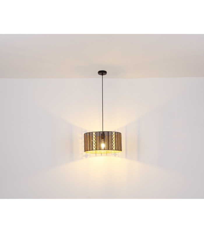 Abini 42cm Cylindrical Pendant Ceiling Light Matt Black 1x E27-6